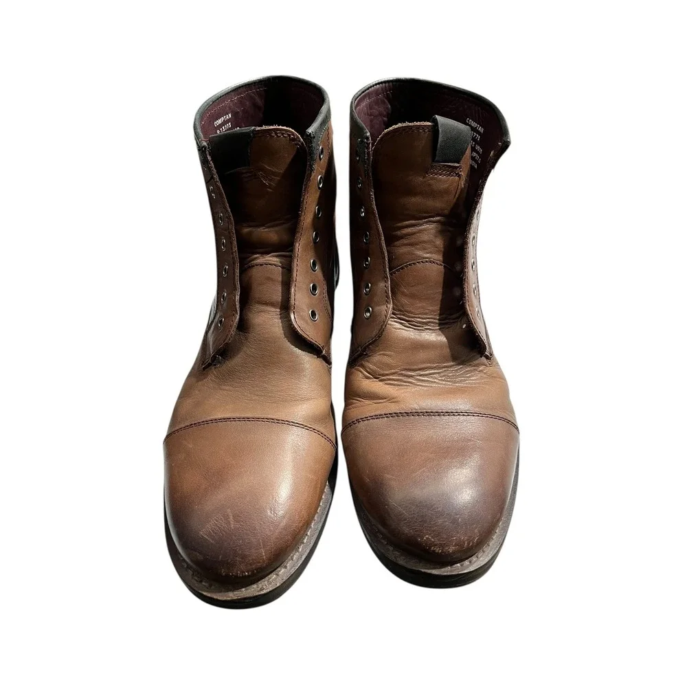 Ted Baker Comptan Brown Leather Cap Toe Lace Up Ankle Boots Mens‎ UK 9 US 10